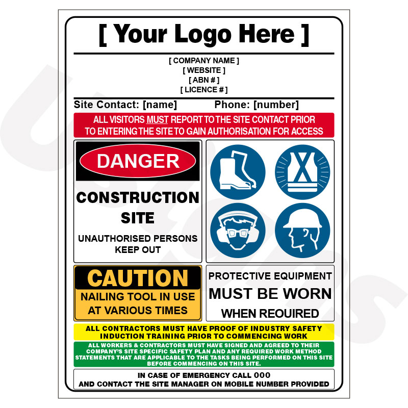 Construction Site Combination Detailed Signs - Signage & Printing ...