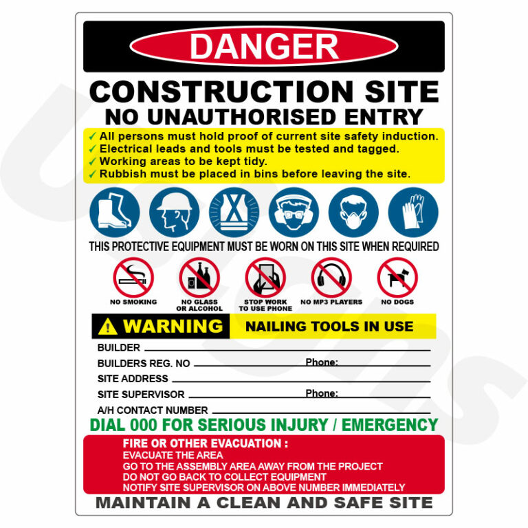 Construction Site Combination (No Logo) Signs - Signage & Printing ...