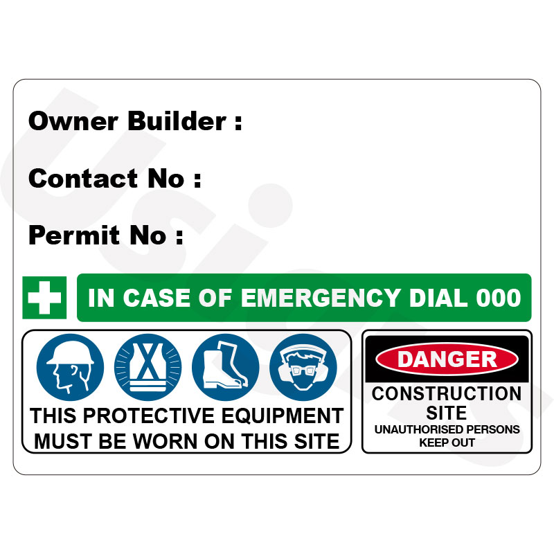 Owner Builder Sign Detailed Qbcc Compliant 001 Signs - Signage ...